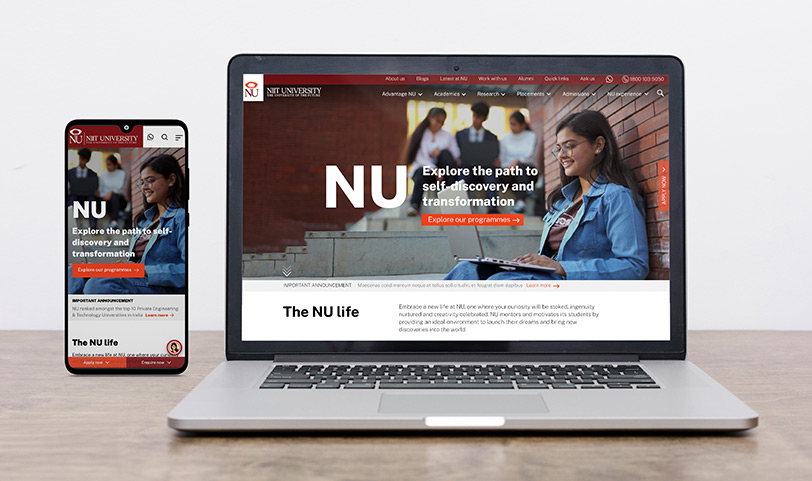 NIIT University website - well-known name in the higher education sector